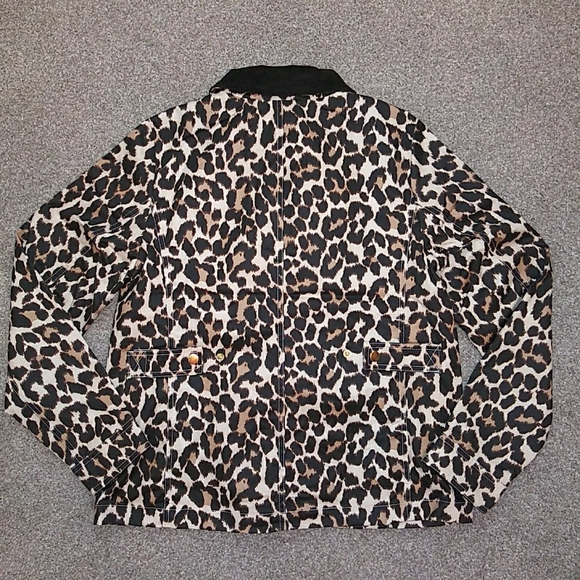 NWT Sz XS J Crew Leopard Print Utility Barn Jacket - Picture 2 of 12